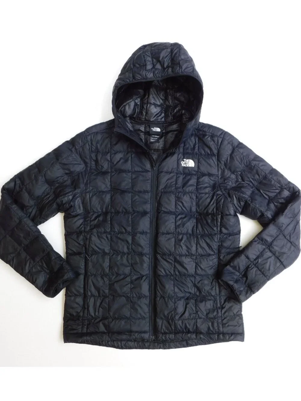 NORTH FACE Mens Medium THERMOBALL ECO Black Nano Puffer Hoodie 2.0 Zip Jacket
